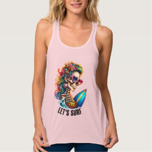 Cool surf skelet woord art Zomerstrand Tanktop