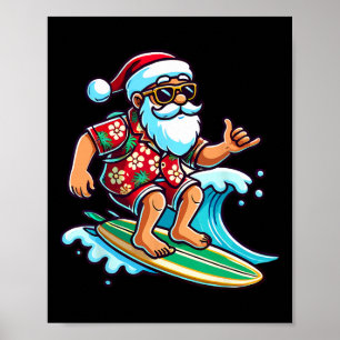 Cool Surfende Kerstman Kerstmis In Juli Zomer Stra Poster