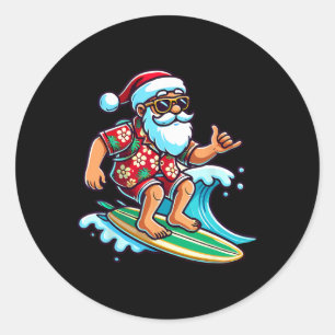Cool Surfende Kerstman Kerstmis In Juli Zomer Stra Ronde Sticker