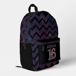 Cool Sweet 16 met Paarse ZigZag patroon Bedrukte Rugzak