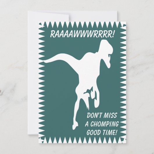 Cool T Rex Dinosaur Invitations de fête d'annivers (Dos)