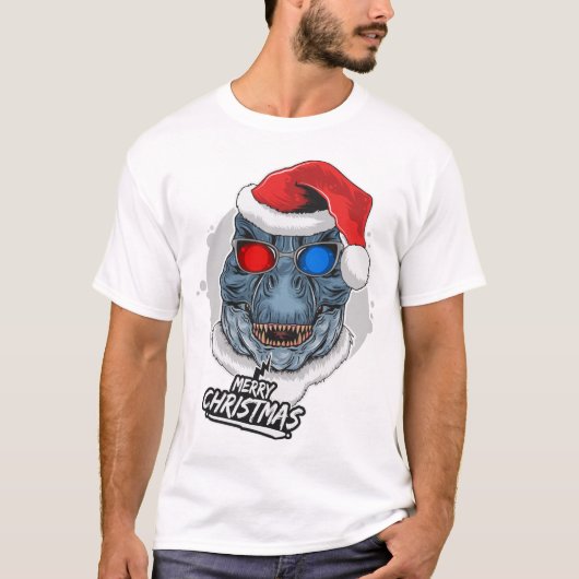 Cool T-Rex Kerstmis T-shirt (Voorkant)