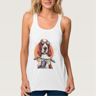 Cool T-shirt met een cartoon-basset-hond op een mo