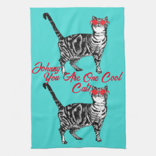 Cool Tabby Cat Sunglazen Mannen Kitchen Tea Towel Theedoek