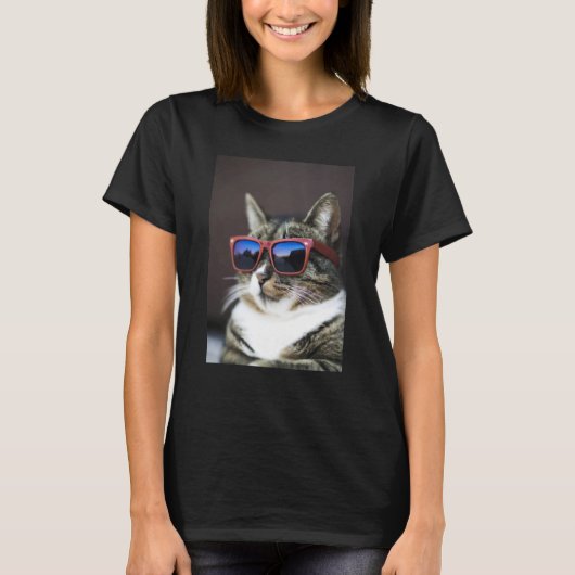 Cool Tabby Cat Wearing Sunglasses T-shirt (Voorkant)