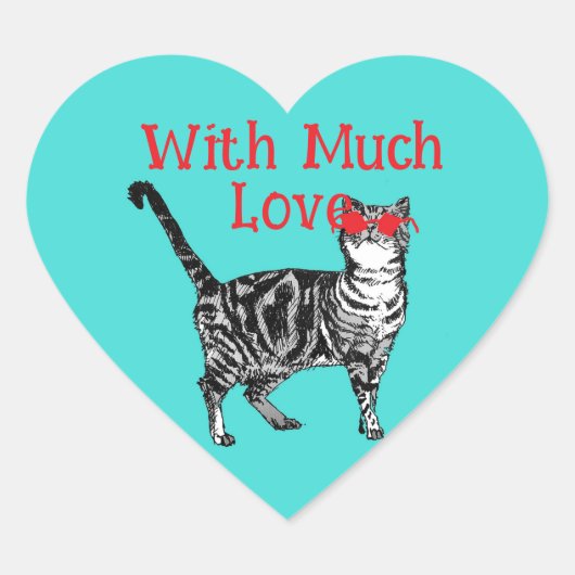 Cool Tabby Cat You Are One Cool Cat Cats Love Hart Sticker (Voorkant)