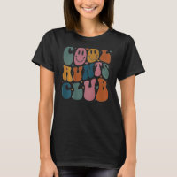 Cool Tante Club Groovy Retro Glimlach Hart op rug