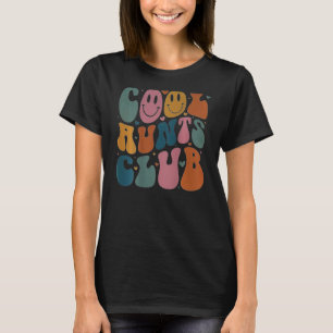 Cool Tante Club Groovy Retro Glimlach Hart op rug T-shirt