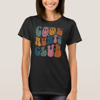 Cool Tante Club Groovy Retro Glimlach Hart op rug T-shirt