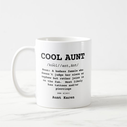 Cool Tante Mug Noir et Blanc Définition (Gauche)