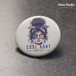 Cool Tante stemt  rommelig haar Lady Election Ronde Button 7,6 Cm