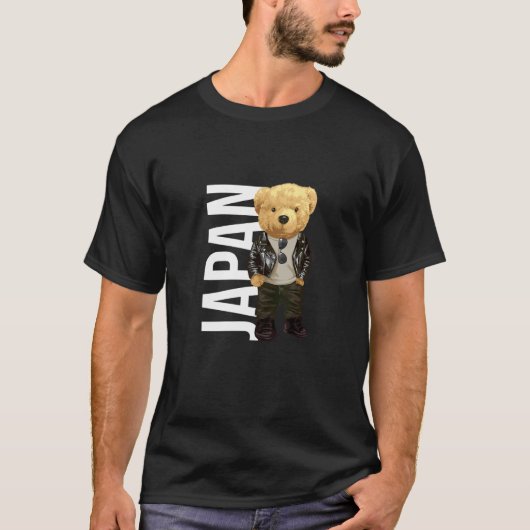 Cool Teddy Bear in Japan Style Illustration Graphi T-shirt (Voorkant)