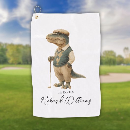 Cool Tee-Rex Golfer Dinosaur Handtekening Naam Golfhanddoek