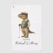 Cool Tee-Rex Golfer Dinosaur Handtekening Naam Golfhanddoek (Voorkant)