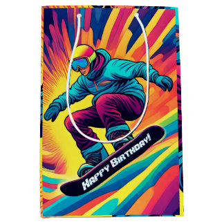 Cool Teen Snowboarder Winter Verjaardag Medium Cadeauzakje