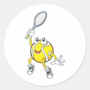 Cool Tennis Bal Holding Racquet Ronde Sticker