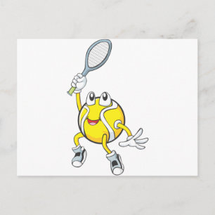 Cool Tennis Ball Holding Racquet Briefkaart