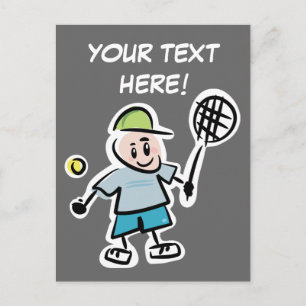 Cool tennis briefkaart met leuke cartoon