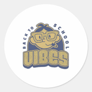 Cool Terug naar School Vibes Cartoon Art Ronde Sticker