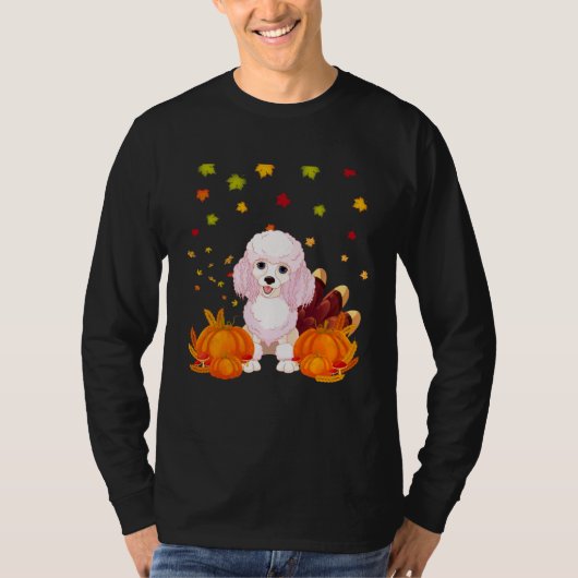 Cool Thanksgiving Poodle Turkey Costume Fall Autum T-shirt (Voorkant)