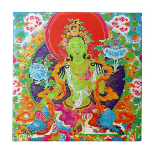 Cool tibetan thangka green tara god tattoo tegeltje