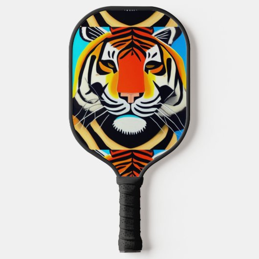 Cool Tiger Face Abstracte kunst Pickleball Paddle (Voorkant)