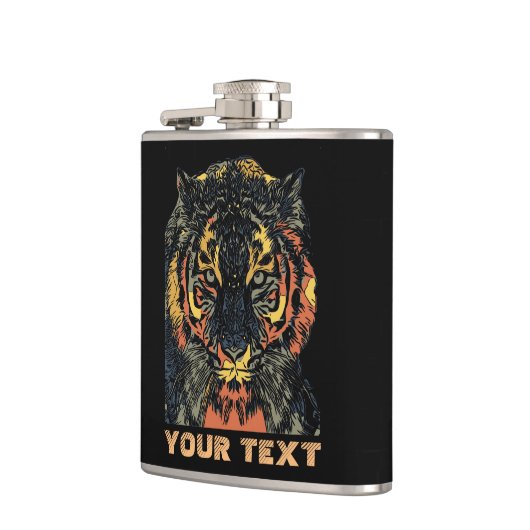 Cool Tiger Face Art voegt je eigen tekst toe Heupfles (Links)