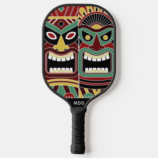 Cool Tiki Totem aangepast monogram Pickleball Paddle (Achterkant)
