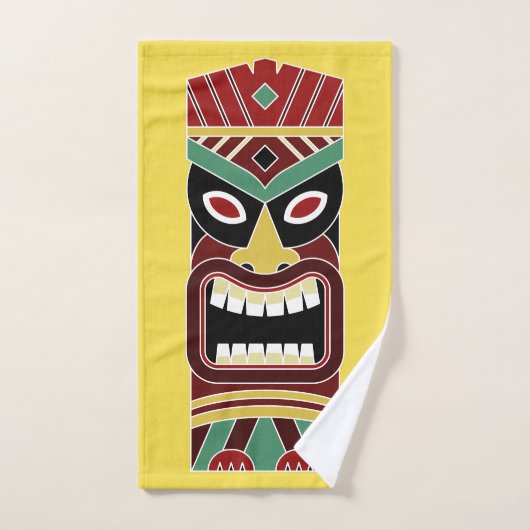 Cool Tiki Totem de couleur personnalisée serviette (Serviette à main)