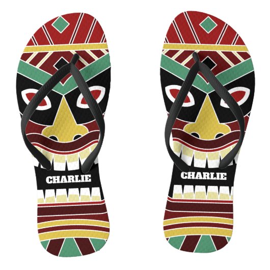 Cool Tiki Totem nom personnalisé tongs (Semelle)