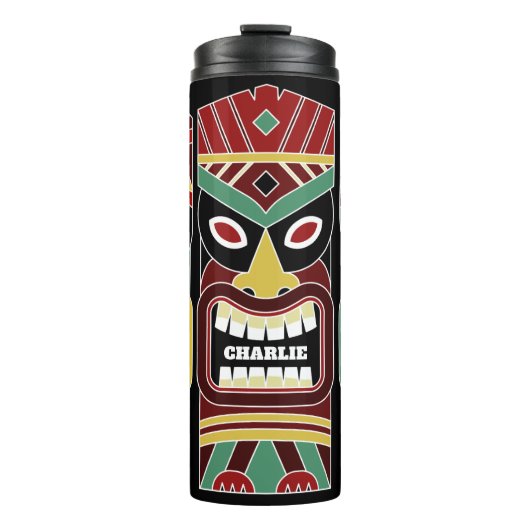 Cool Tiki Totems aangepaste naam tumbler Thermosbeker (Voorkant)