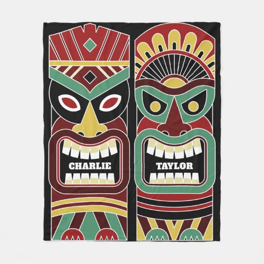 Cool Tiki Totems aangepaste namen fleece dekens (Voorkant)