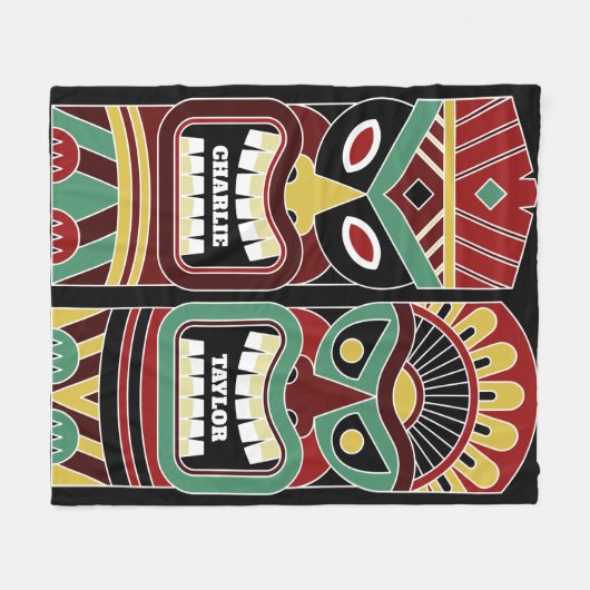 Cool Tiki Totems aangepaste namen fleece dekens (Voorkant (Horizontaal))