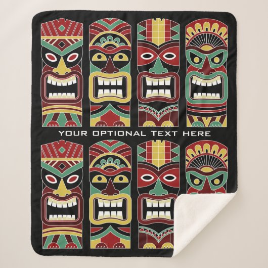 Cool Tiki Totems aangepaste tekstdekens Sherpa Deken (Voorkant)