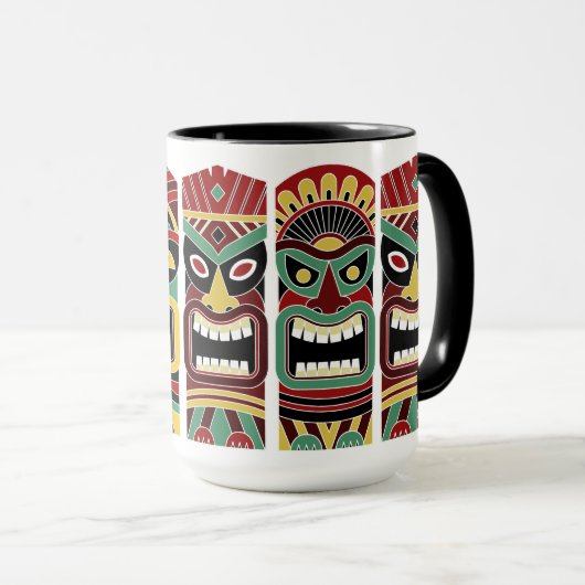Cool Tiki Totems mokken voor aangepaste namen (Voorkant rechts)