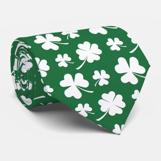 Cool tiled four leaf clovers shamrocks pattern  stropdas (Opgerold)