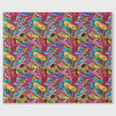 Cool tiled pattern comic graffiti teen cadeaupapier (Vlak)