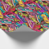 Cool tiled pattern comic graffiti teen cadeaupapier (Hoek)
