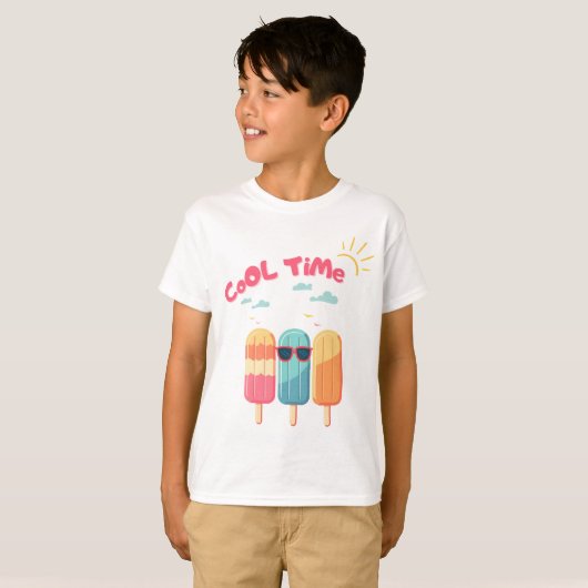 Cool Time Zomer Popsicles T-shirt (Voorkant volledig)