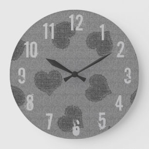 Cool Tissu rustique Look Coeurs Horloge murale