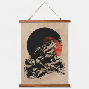 Cool Toad Wabi Sabi Art    japanse kikker Hangend Wandkleed