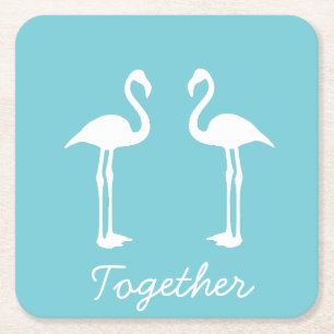 Cool Together Flamingo Paar Papier Onderzetter