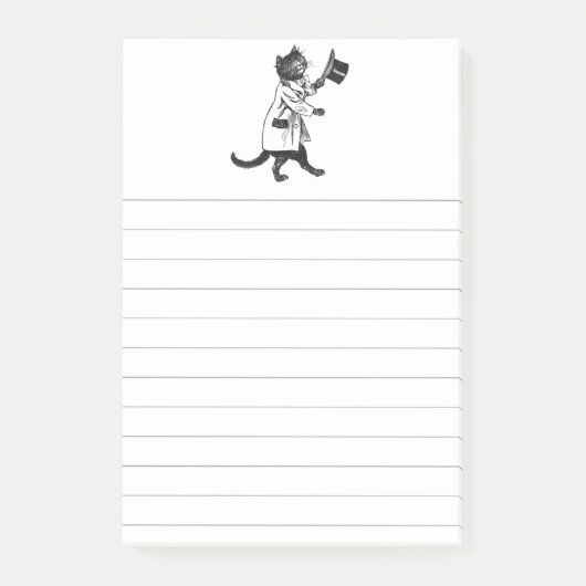 Cool Top Hat Cat Lined Sticky Post-it® Notes (Voorkant)