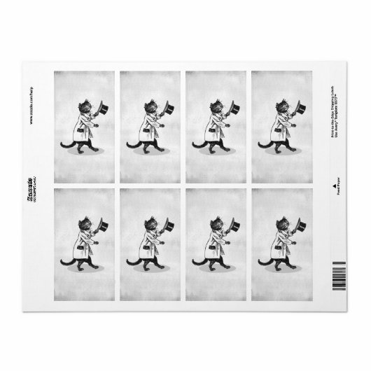 Cool Top Hoed Kat Etsen Faux Canvas Labels (Full Sheet)