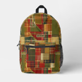 Cool Torn Autumn Plaid Bedrukte Rugzak (Voorkant)