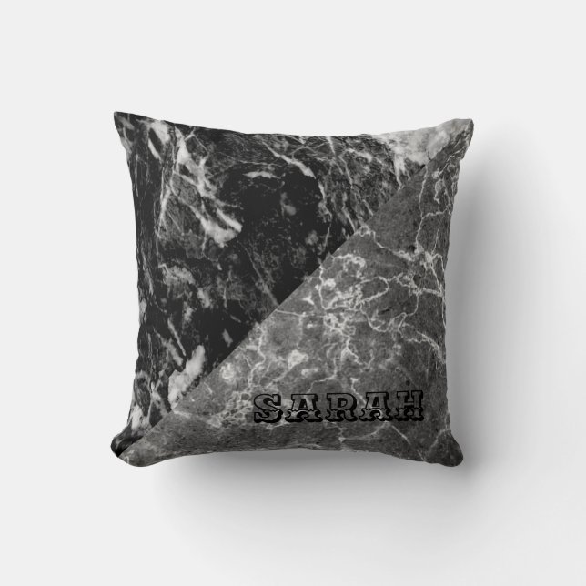 Cool Trendy Black Marble Kussen (Voorkant)