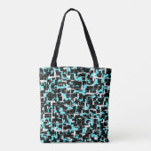 Cool Trendy Black White Blue Pattern Draagtas (Achterkant)