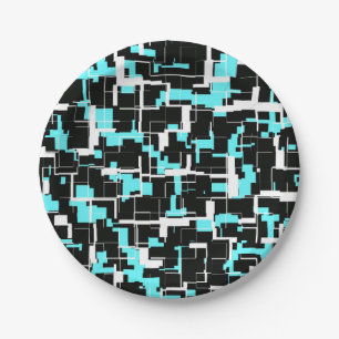 Cool Trendy Black White Blue Pattern Papieren Bordje