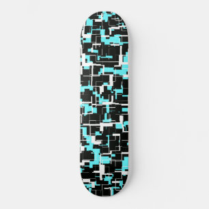 Cool Trendy Black White Blue Pattern Skateboard