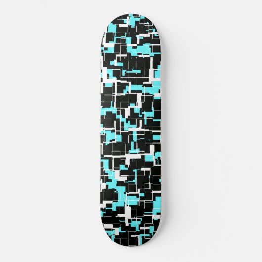 Cool Trendy Black White Blue Pattern Skateboard (Voorkant)